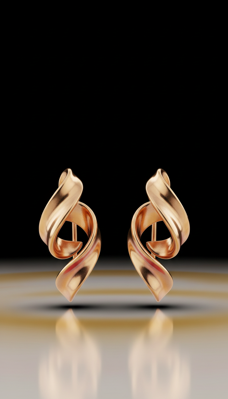 Gold Sculptural Earrings Hand-Forged