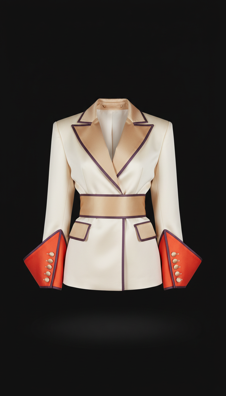 Structured Silk Blazer with Sharp Shoulders
